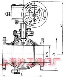 Q341F、Q341Y 型 PN16~PN40 蝸桿傳動球閥主要外形及結構尺寸示意圖