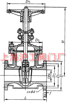 BZ41H、BZ41W、BZ41Y 型 PN16~PN40 保溫夾套式楔式閘閥主要外形及結(jié)構(gòu)尺寸示意圖